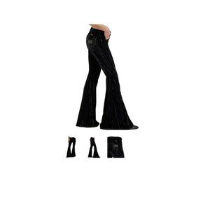 NEW Wrangler Retro Women's Velvet Black Hi Rise Flare Pants 31X36 New Tags XL